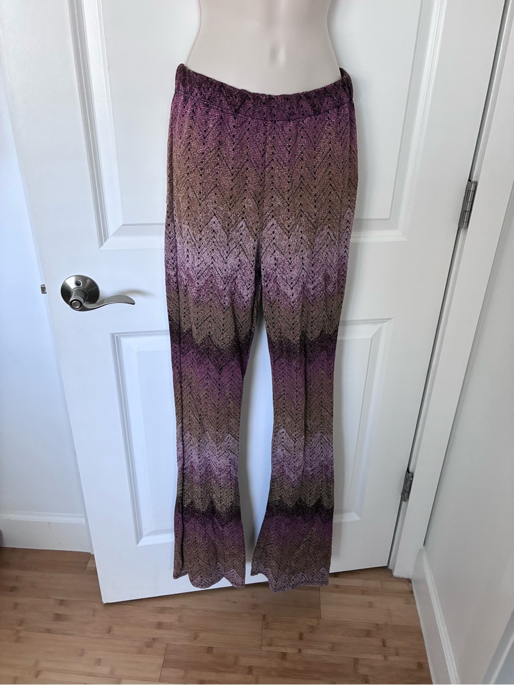 Ombre Purple Wide-Leg Knit Pants